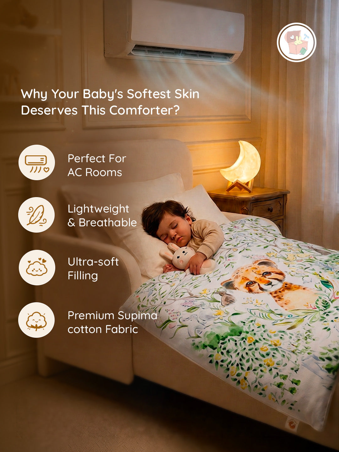 AC Comforter for Newborn Baby | Lightweight - Little Leo