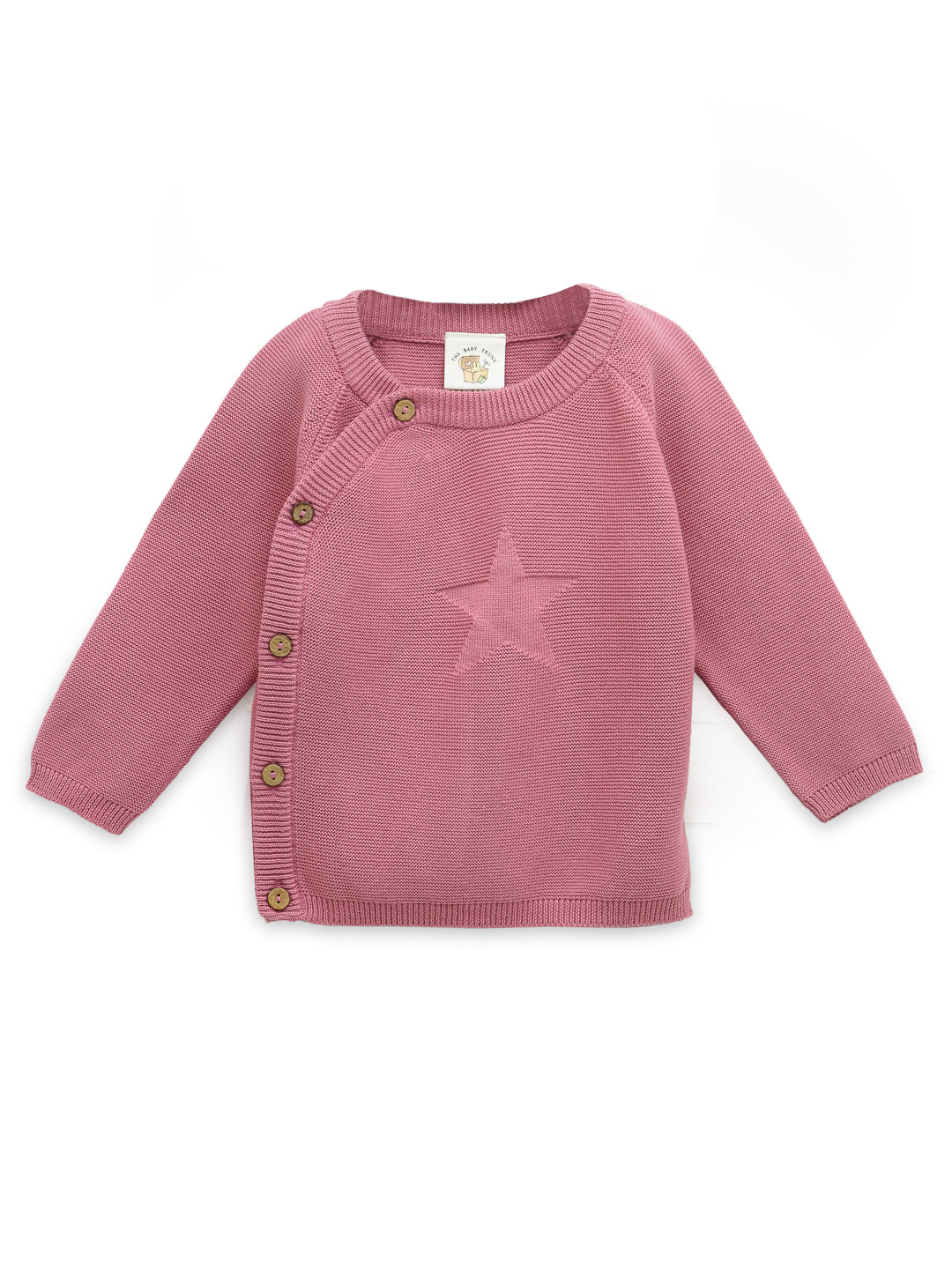 Side Button Cardigan- Rose
