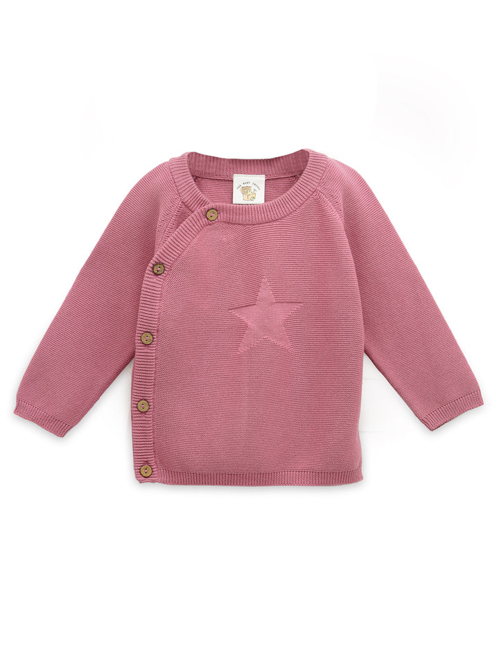Side Button Cardigan- Rose