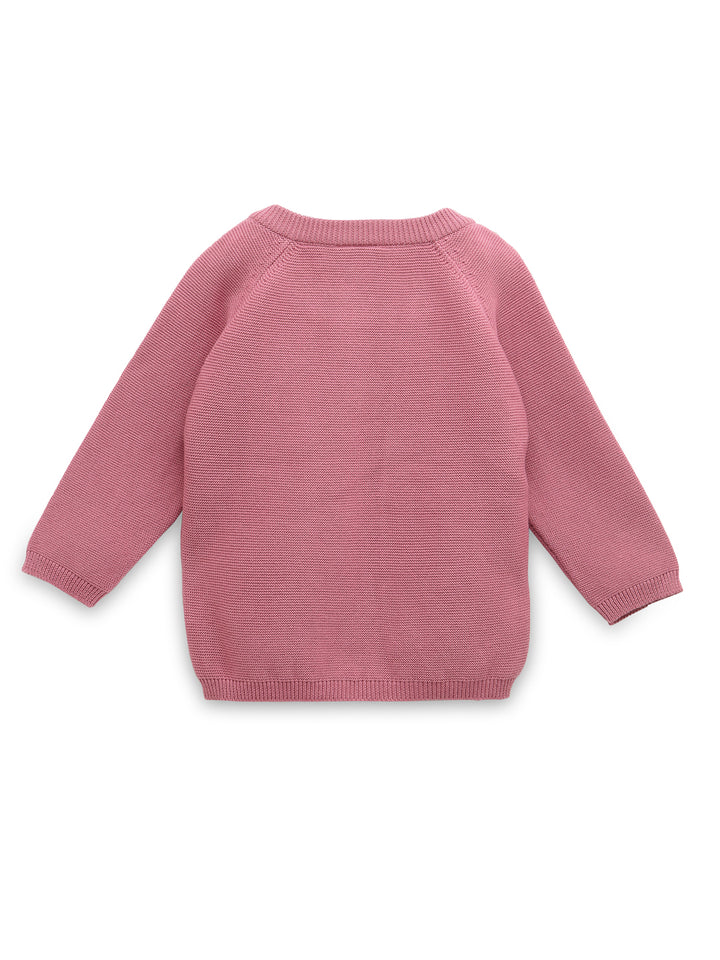 Side Button Cardigan- Rose