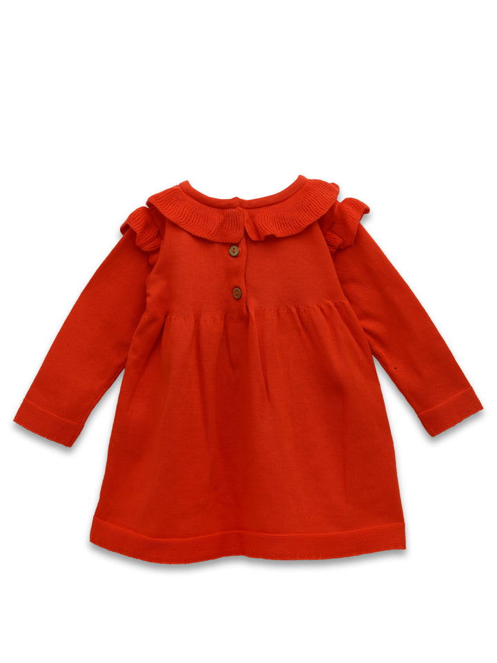 Baby Girl Red Cotton Knit Sweater Dress
