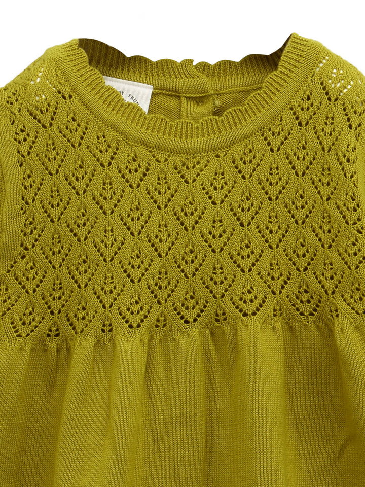 Baby Girl Vintage Knit Cotton Dress – Chartreuse