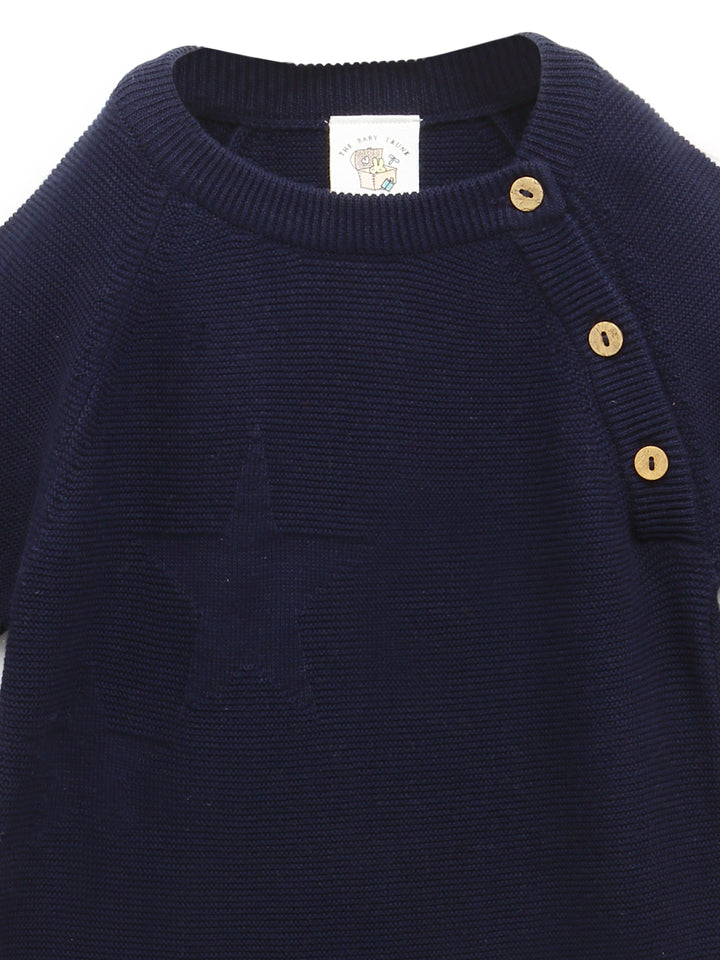 Navy Knitted Star Romper