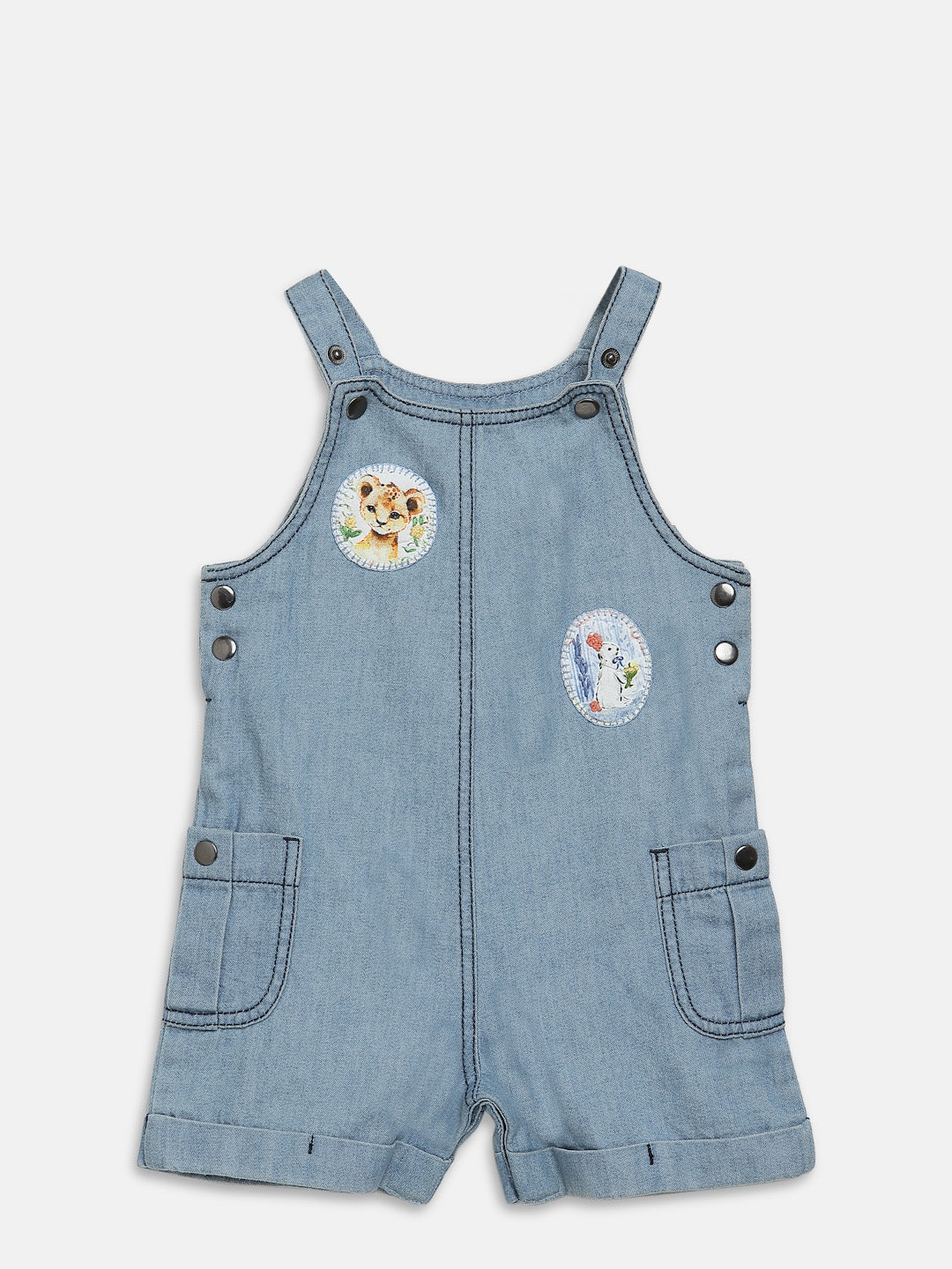 Applique Denim Dungaree - Medium Indigo