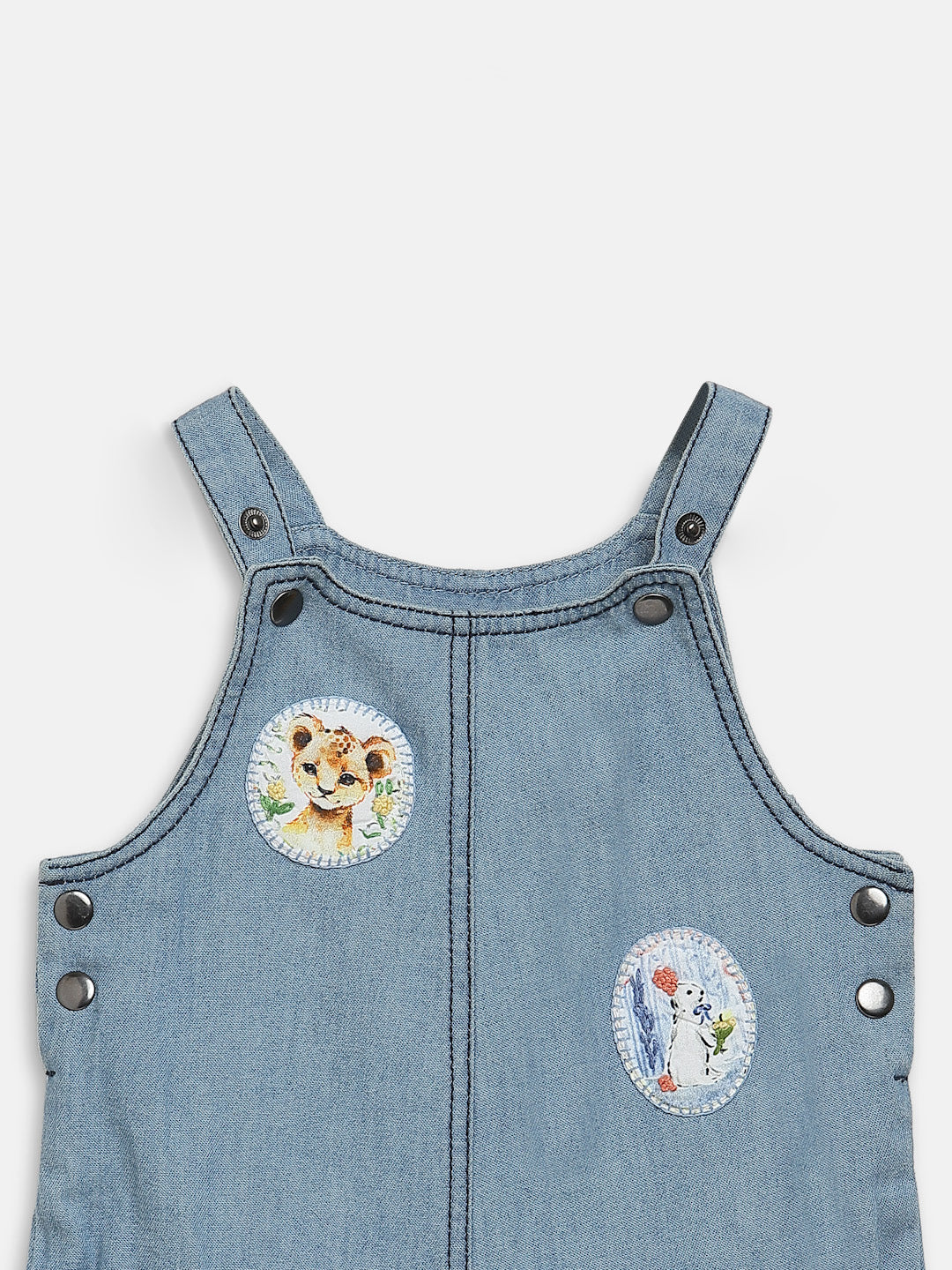 Applique Denim Dungaree - Medium Indigo