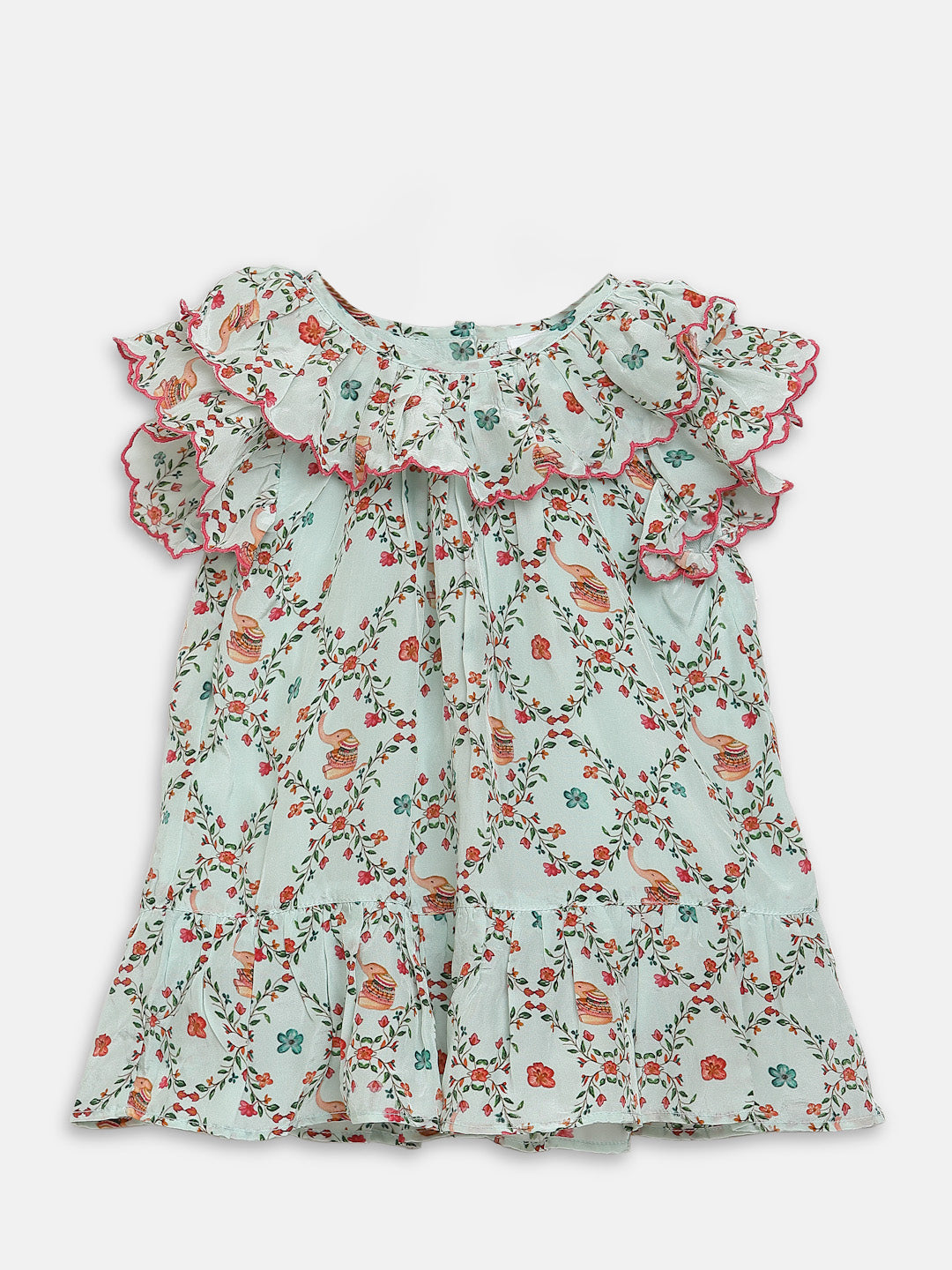 Cotton Silk Dress- Elephant Garden