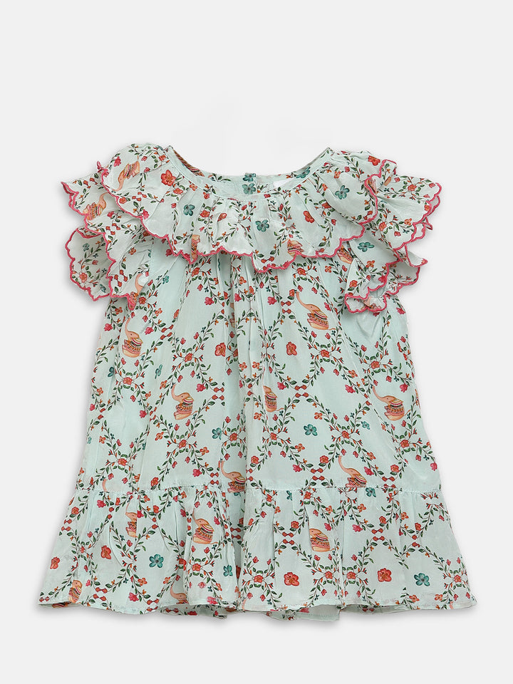 Cotton Silk Dress- Elephant Garden