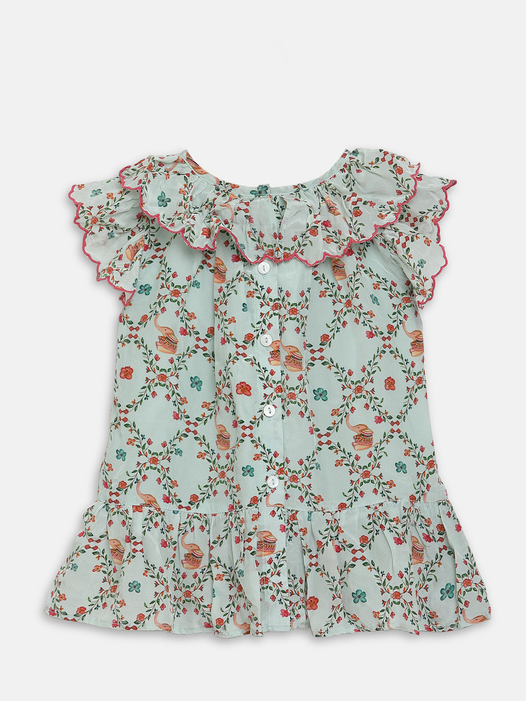 Cotton Silk Dress- Elephant Garden