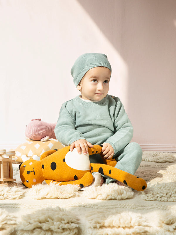 Mint Green Knitted Star Co-Ord Set for the winter