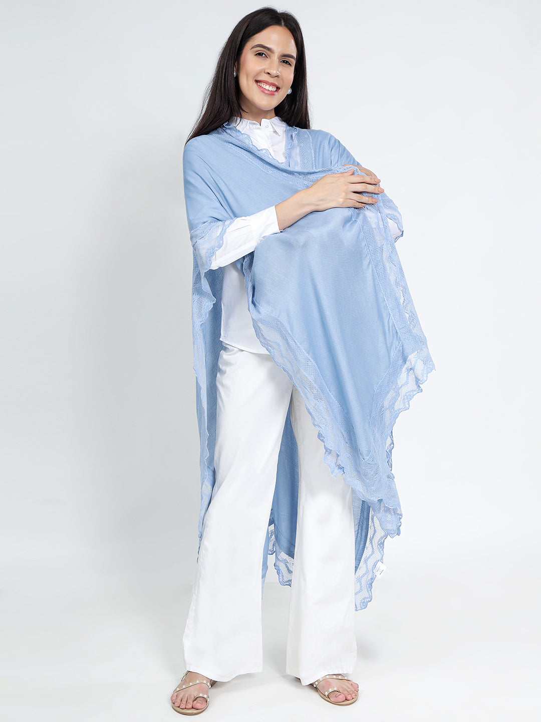 Pastel Blue Feeding Wrap – Breathable Nursing Wrap