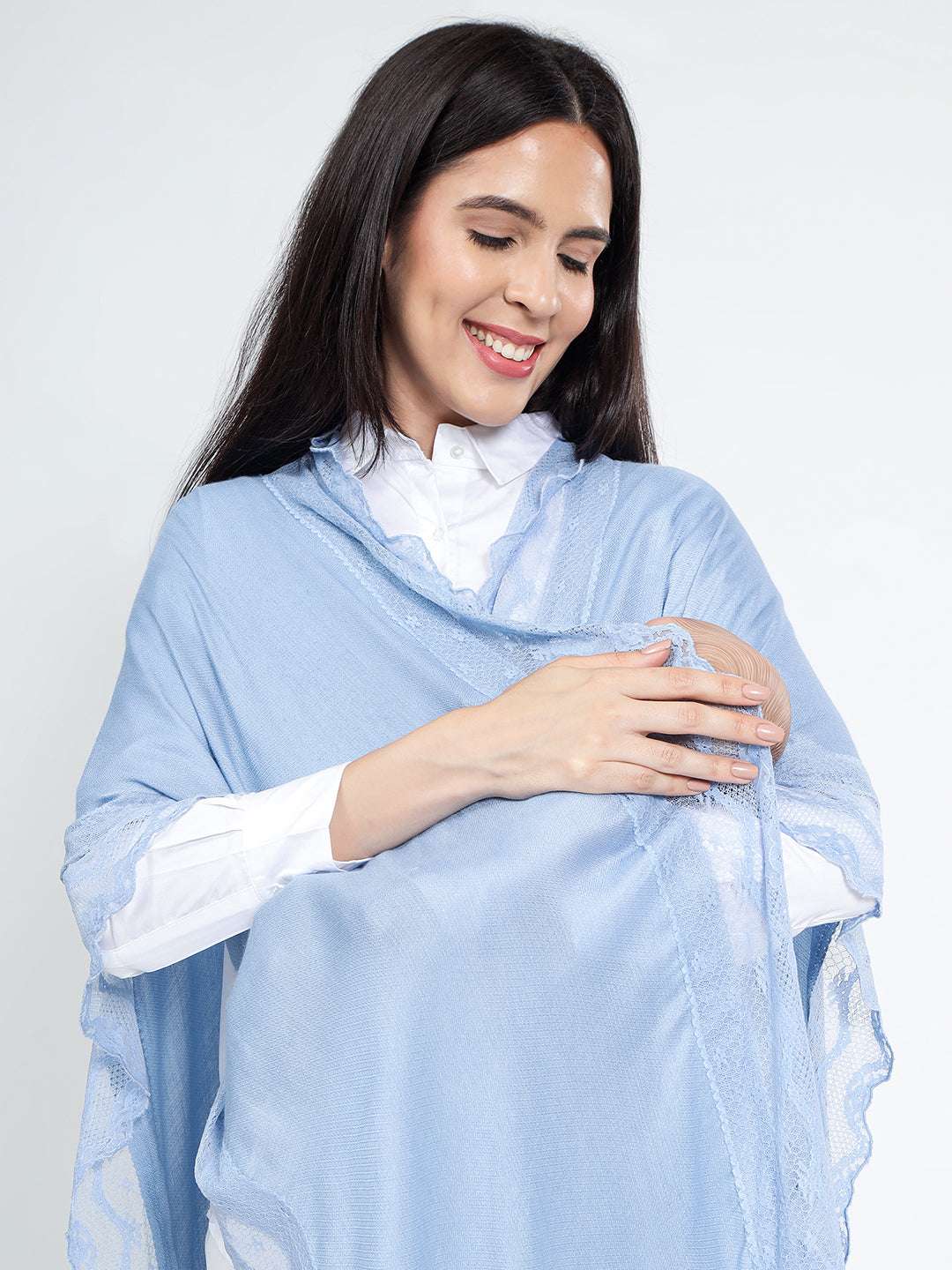 Pastel Blue Feeding Wrap – Breathable Nursing Wrap