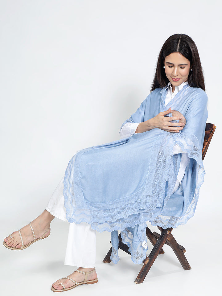 Pastel Blue Feeding Wrap – Breathable Nursing Wrap