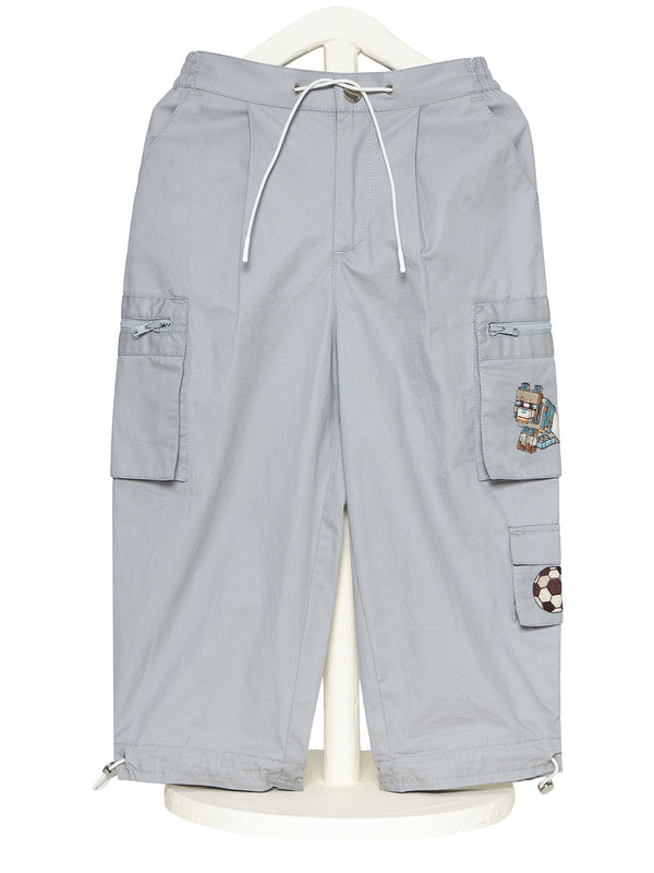 Animal Motif Cotton Cargo Pants for Babies and Kids | Soft Utility Play Pants