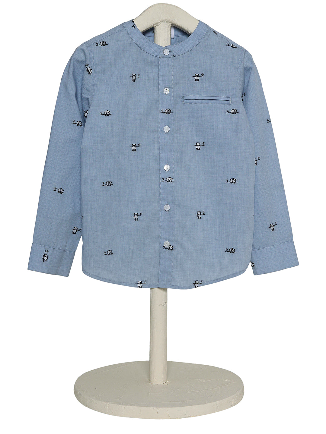 Happy Panda Band Collar Shirt