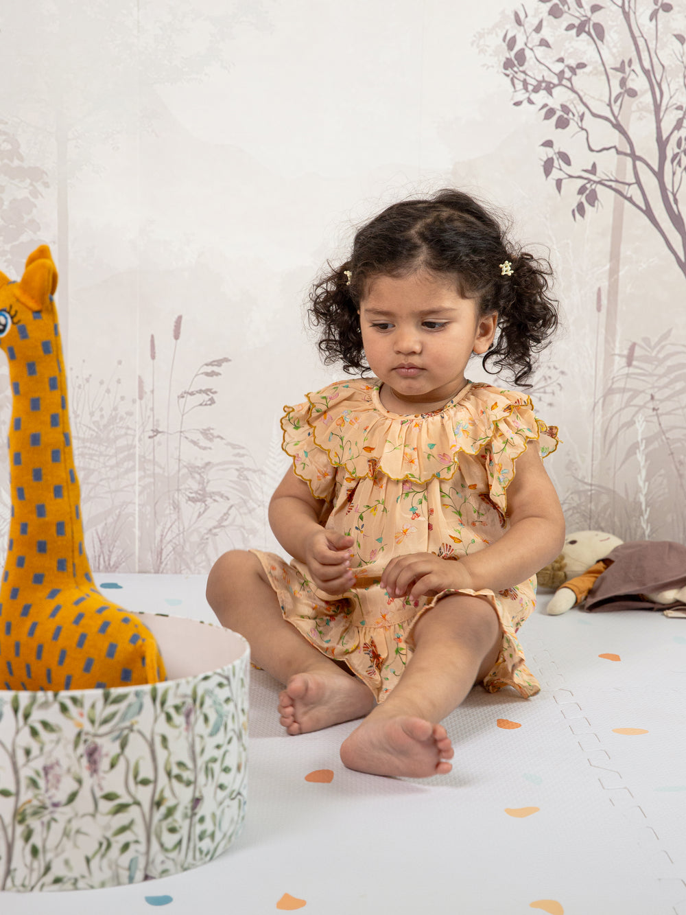 Natural Beige Soft and breathable Butterfly Garden Dress for your girl