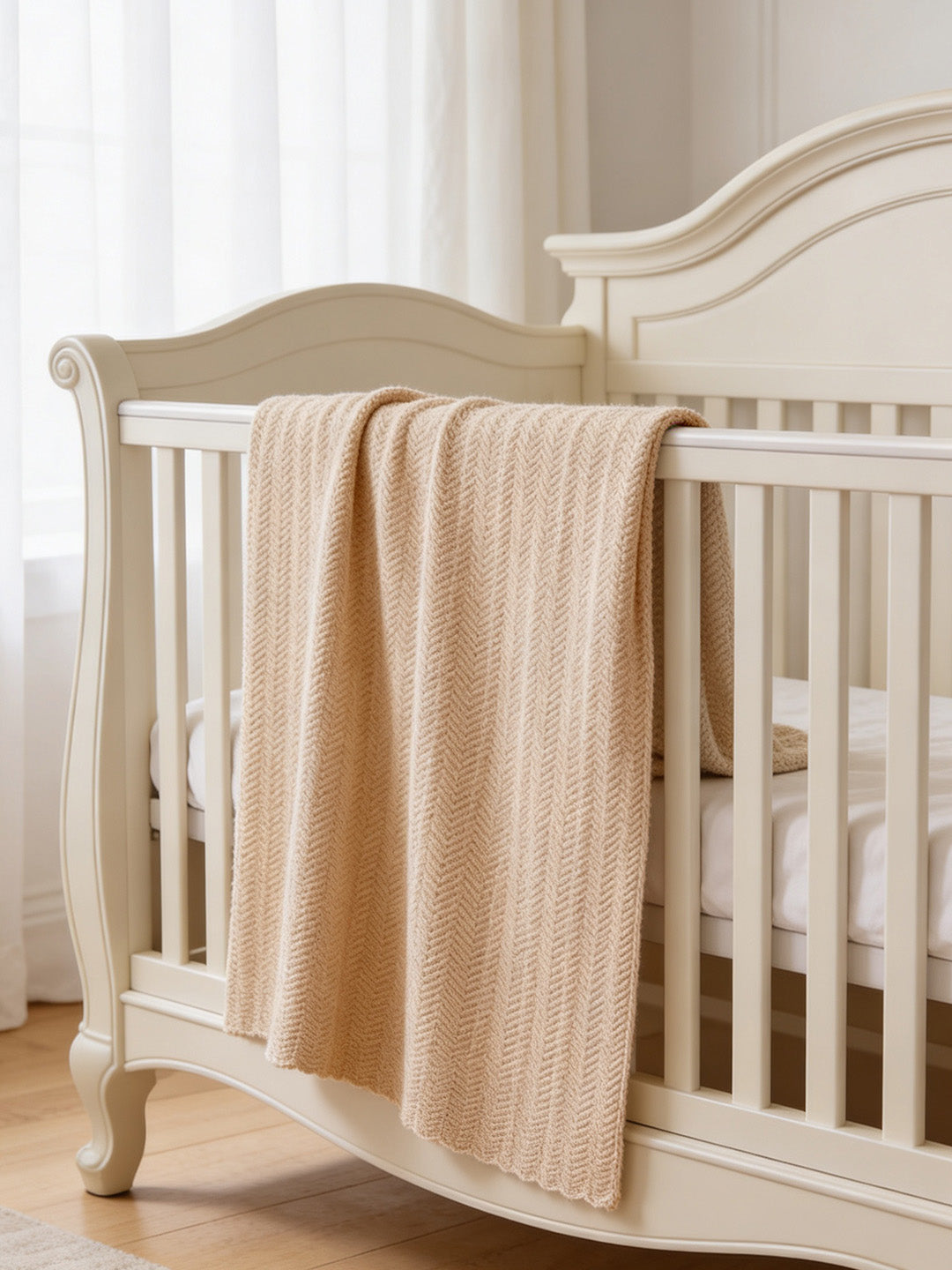 Natural Cotton Chevron Baby Blanket