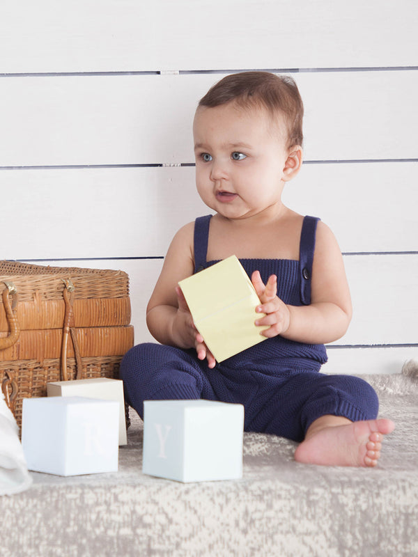 Navy Soft and Gentle Jump & Play Knitted Romper