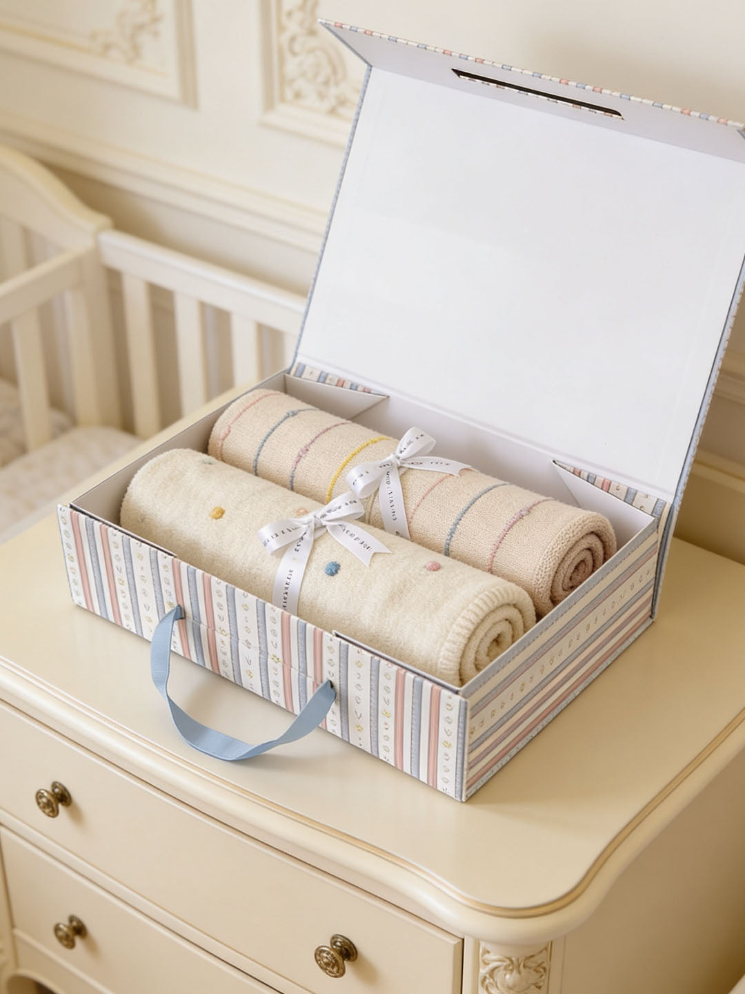 Organic Rainbow & Dots Baby Blanket Set