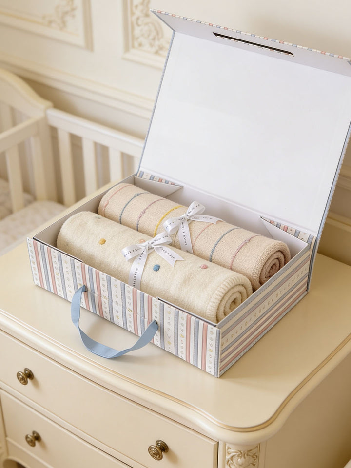 Organic Rainbow & Dots Baby Blanket Set