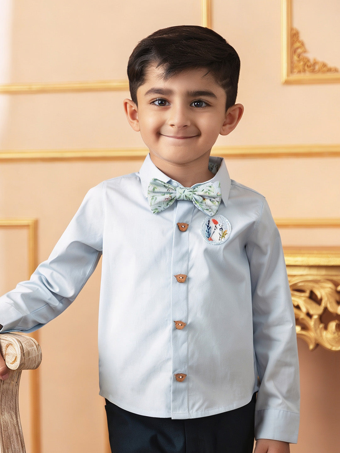Boy's Cotton Printed Bow Tie in Pastel Green - Peter Rabbit