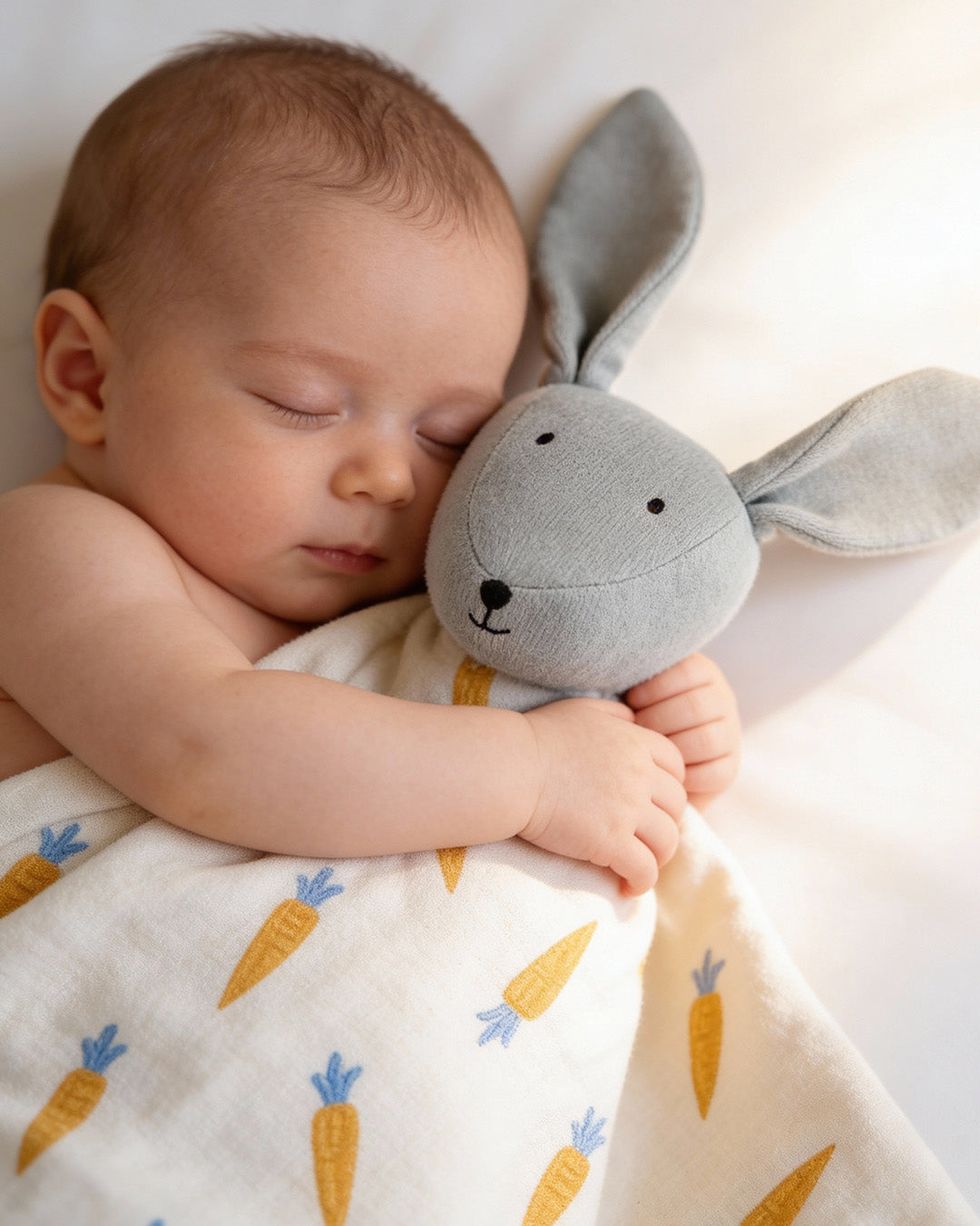 Rabbit with Carrot Baby Security blanket toy