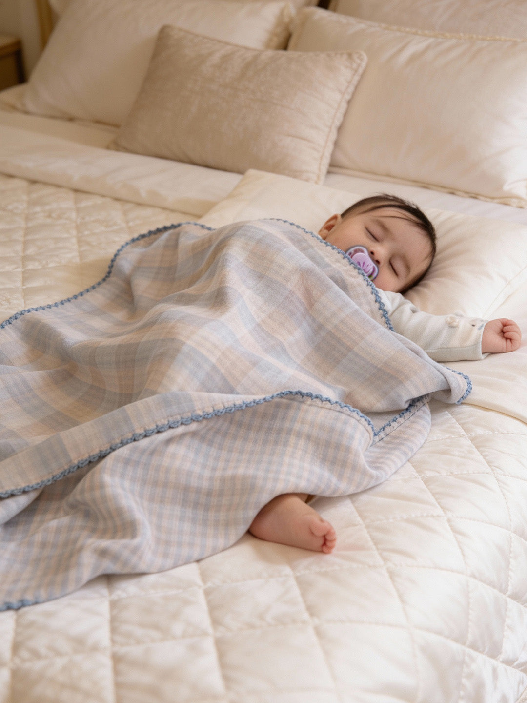 Reversible Blue Wool Baby  Blanket