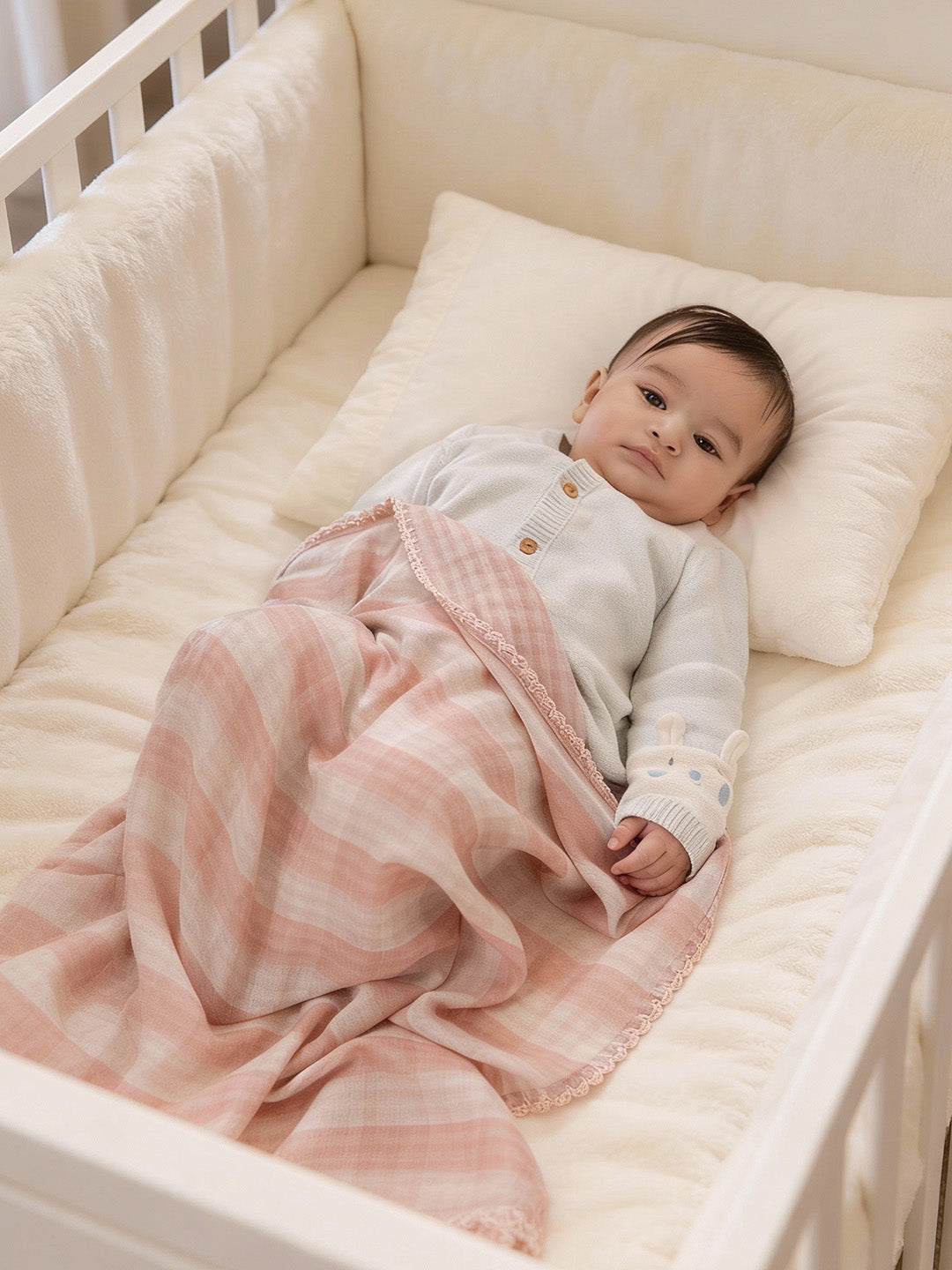 Reversible Blush Checks Baby Throw