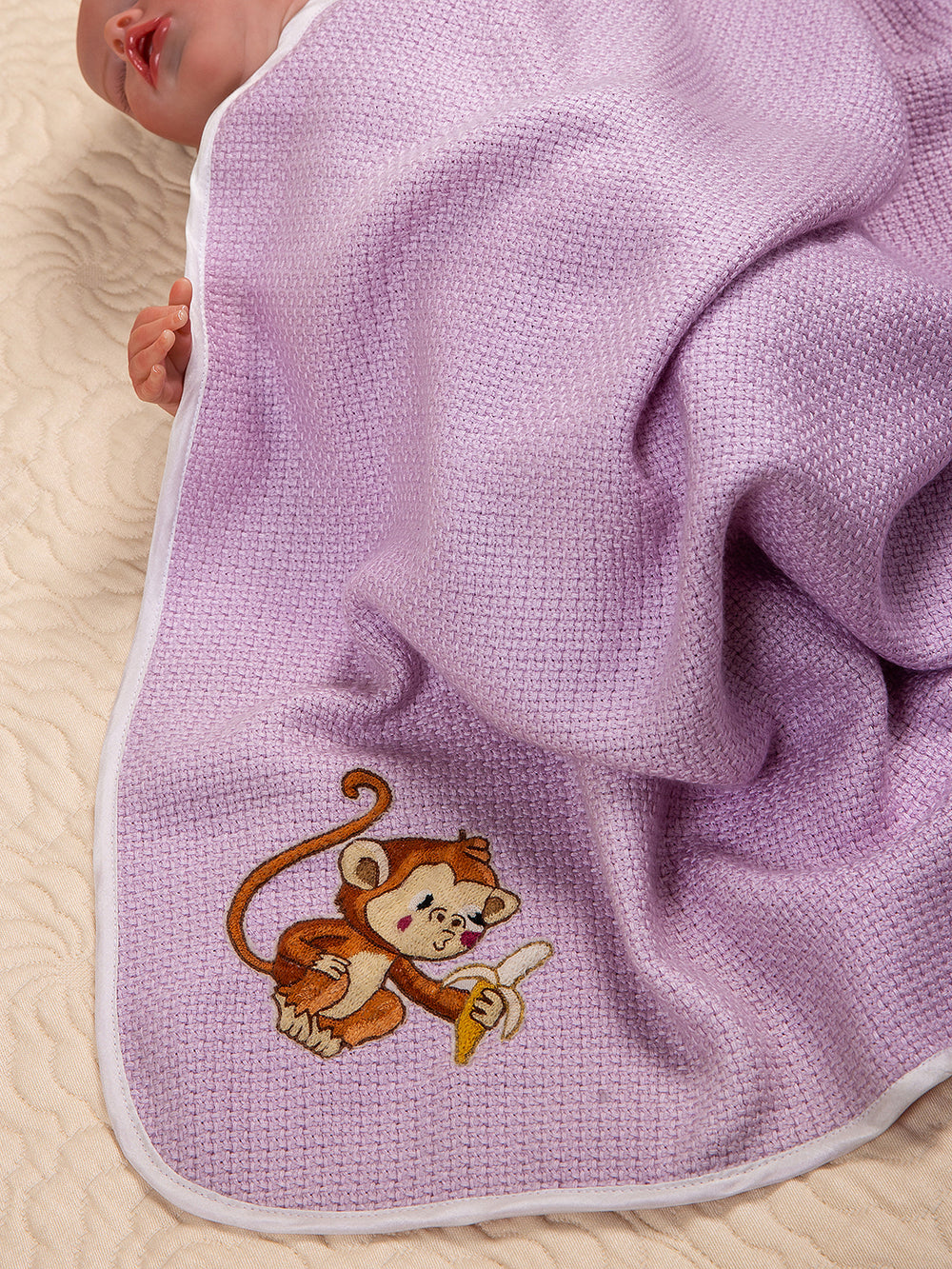 Soft and Breathable Lino Cashmere Silk Blanket - Monkey for your little one 