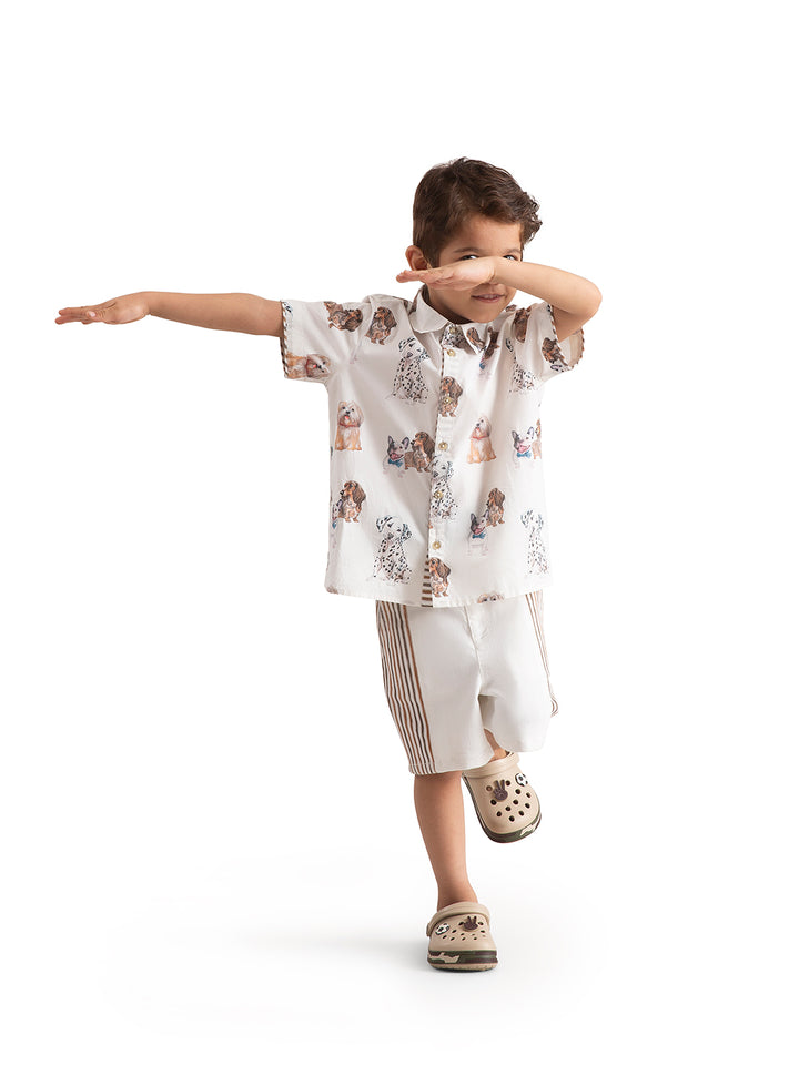 Baby Boy Co-ord Set: Shirt and Shorts Dogs Play