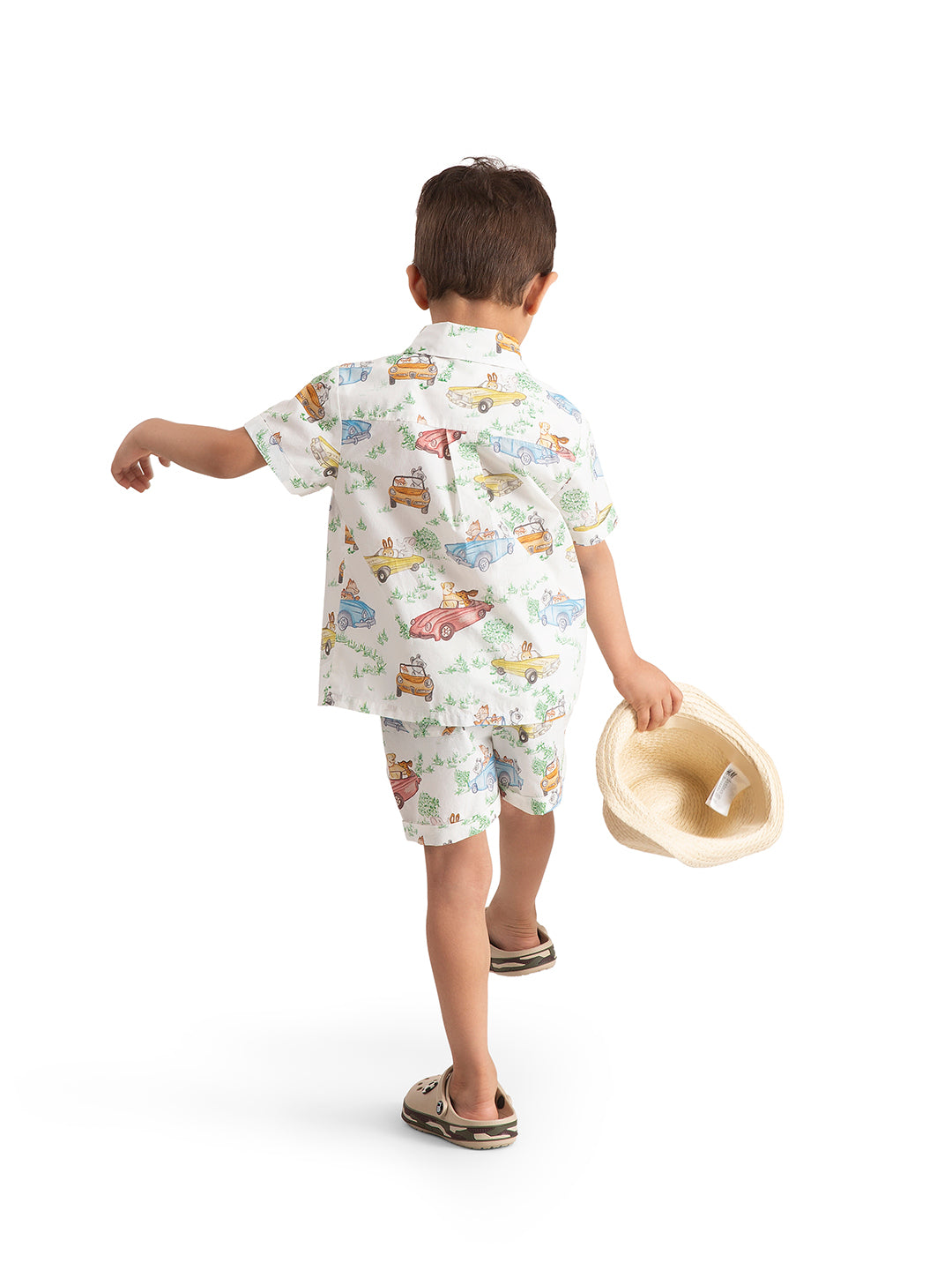 Baby & Toddler Organic Cotton Co-ord Set : Car print shirt and shorts