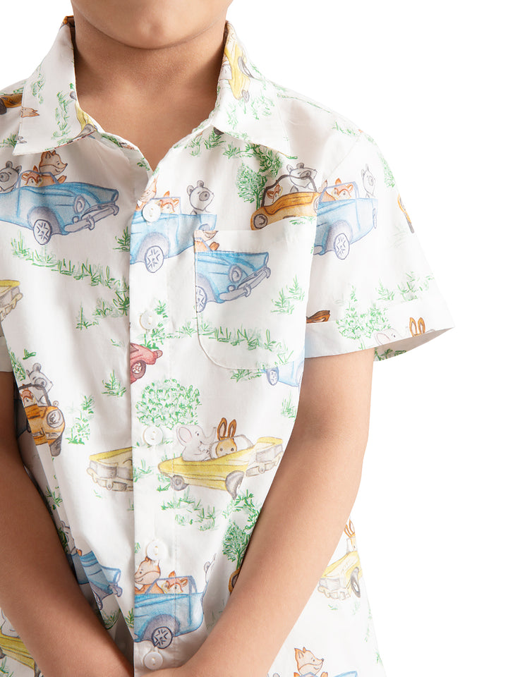 Baby & Toddler Organic Cotton Co-ord Set : Car print shirt and shorts