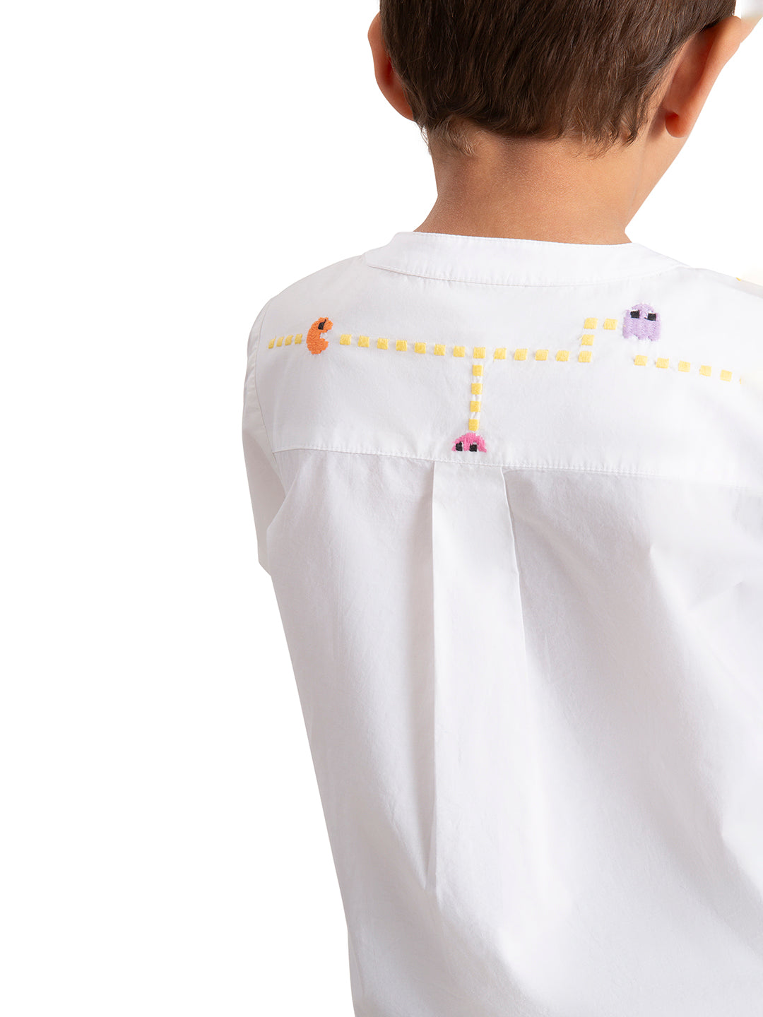Baby Boy Pacman Embroidered Organic Cotton Shirt