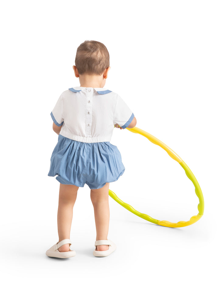 Baby Peter Pan Collar Cotton Onesie Blue