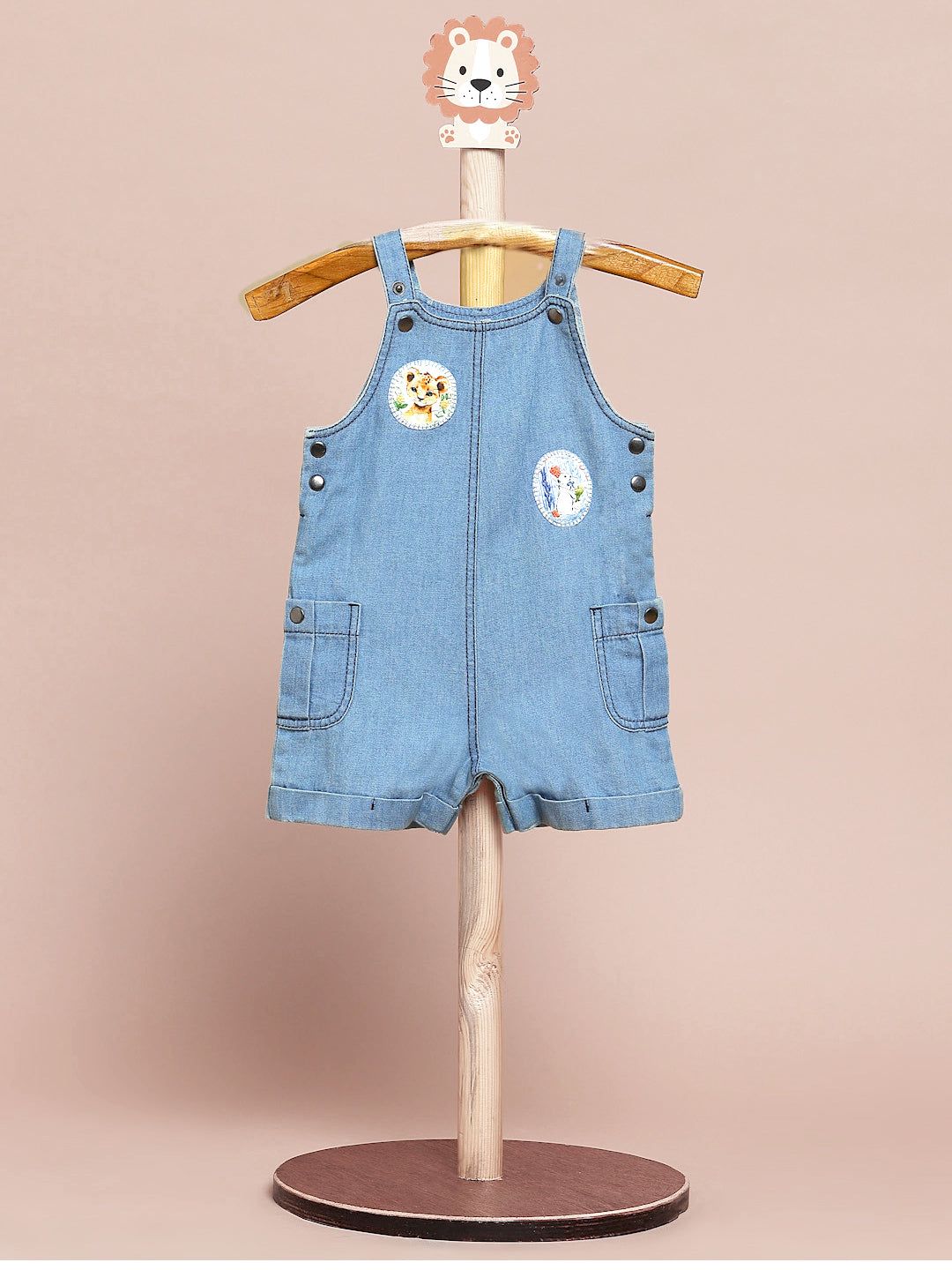 Applique Denim Dungaree - Medium Indigo