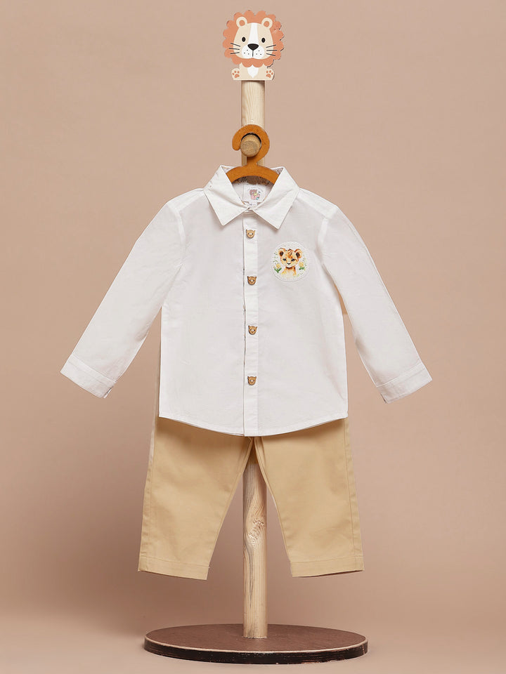Chic Outfit Set of 3 - Little Leo: Shirt, Trousers and a Bow