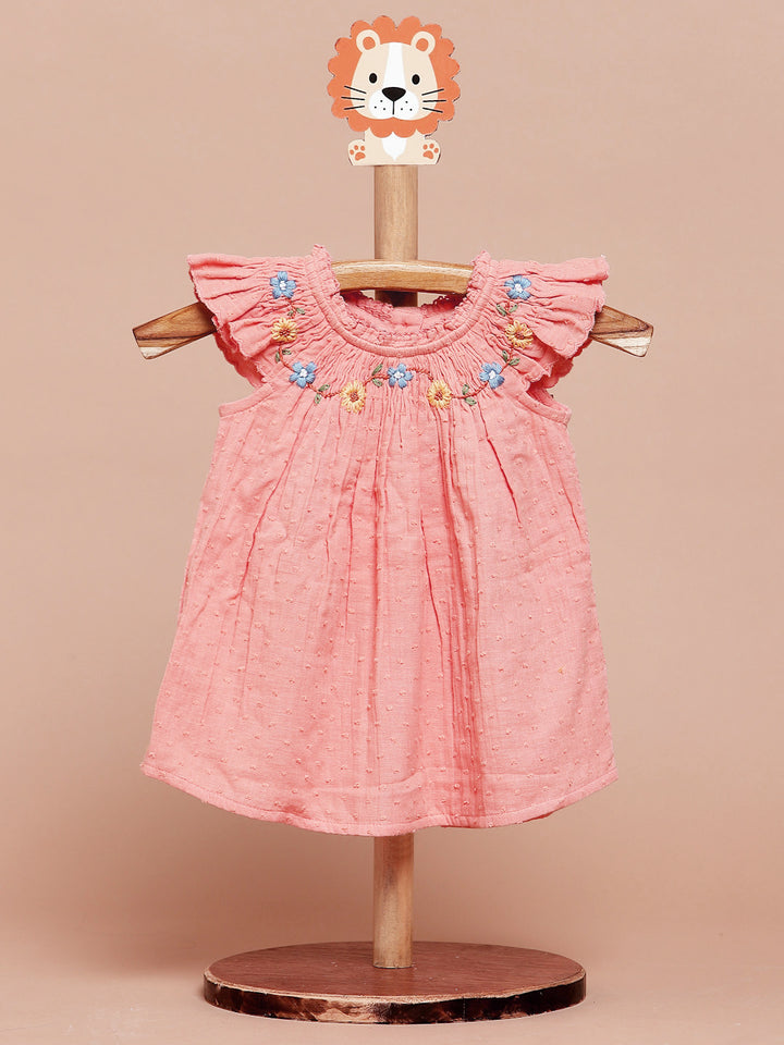 Peach Floral Dress & Ruffle Bloomer