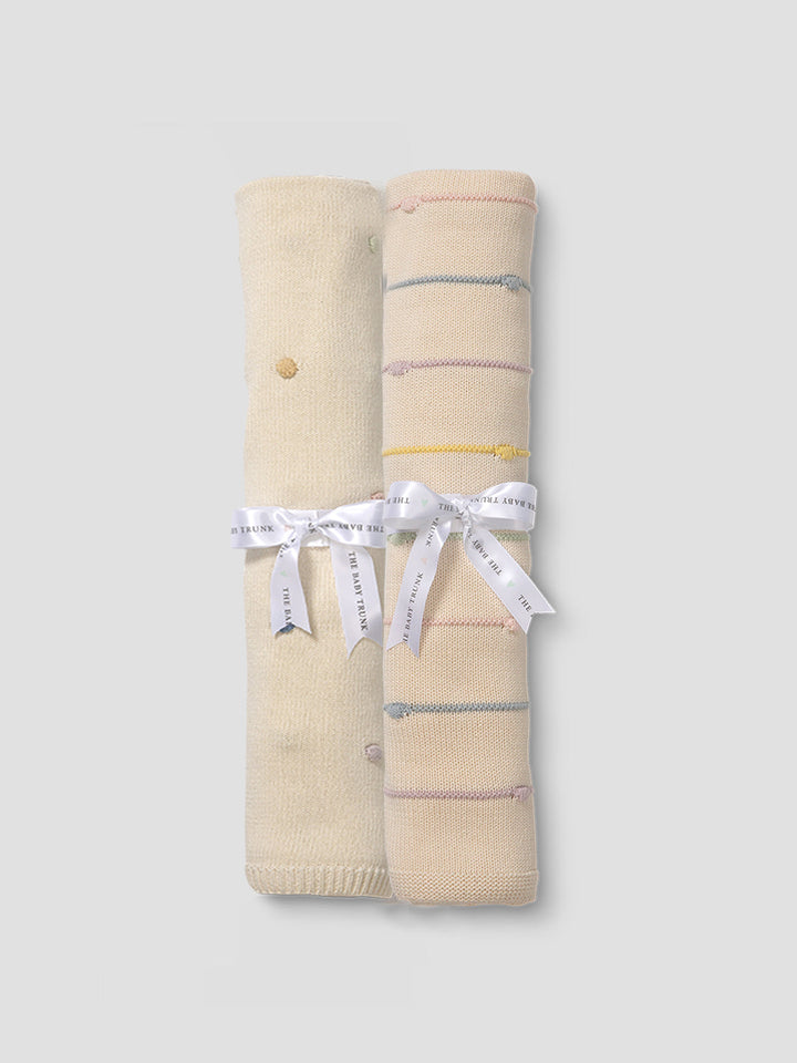 Organic Rainbow & Dots Baby Blanket Set