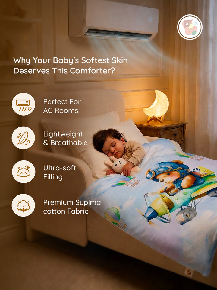 AC Comforter for Newborn Baby | Lightweight - Teddy's Dream Fly