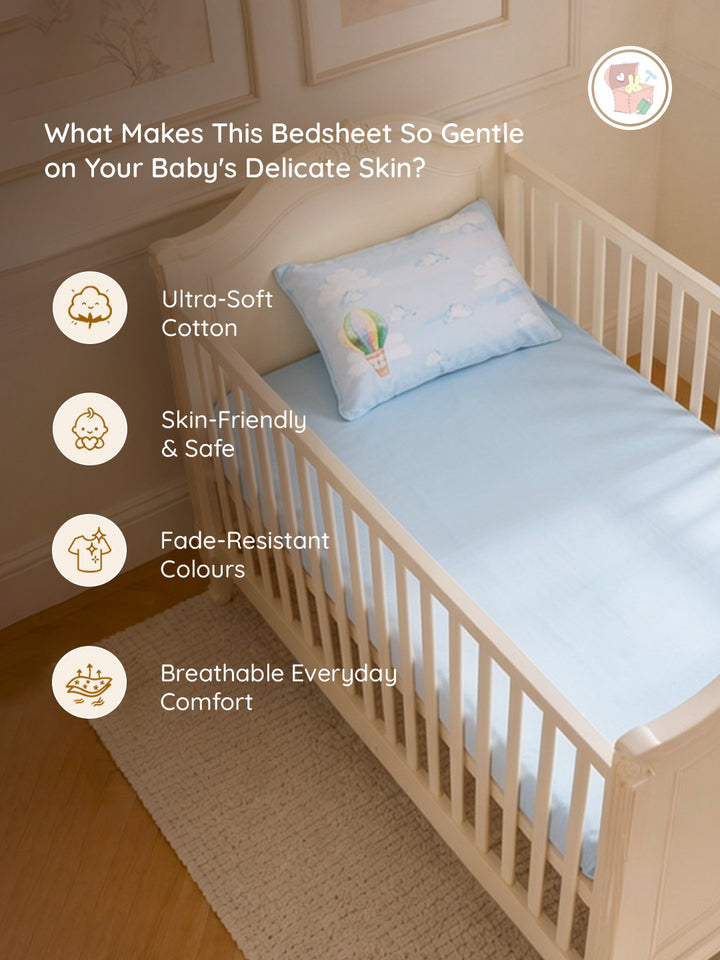 Teddy’s Dream Fly Bedsheet & Pillow Set | Supima Cotton Baby Bedding