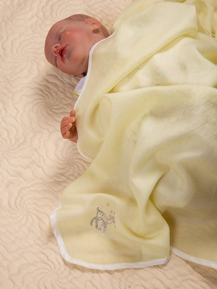 Swarovski Cashmere Monogram Blanket - Pale Yellow