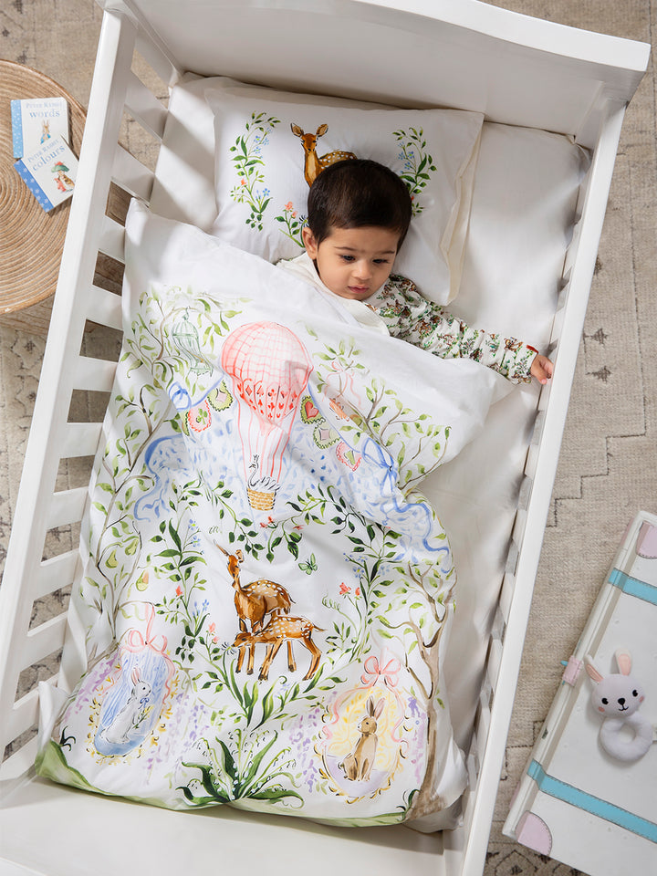 WEIGHTLESS AC DUVET/COMFORTER & BEDSHEET PILLOW SET: ENCHANTED DEER FOR YOUR BABY