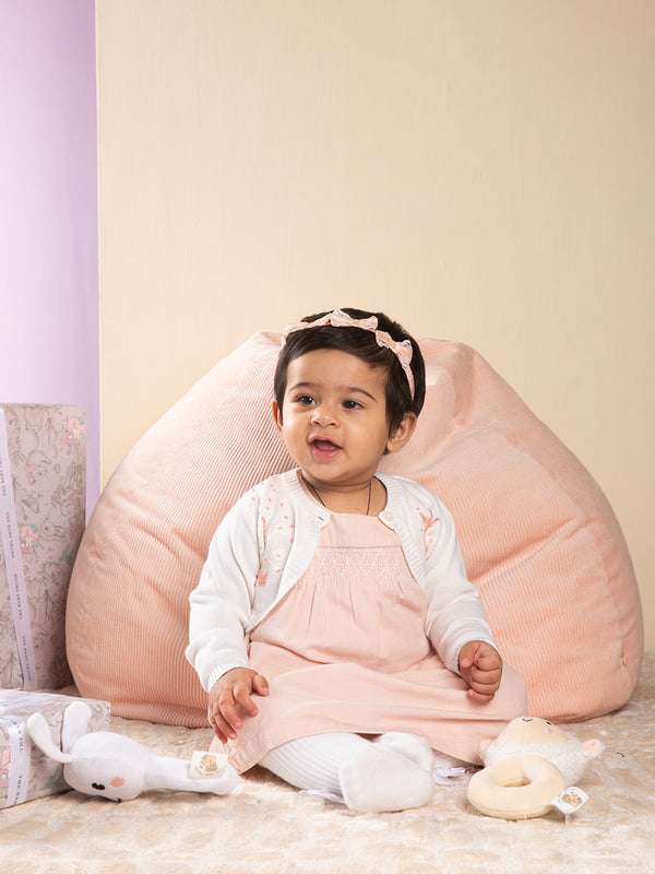 White cozy and soft Button-down Cardigan for the baby girl