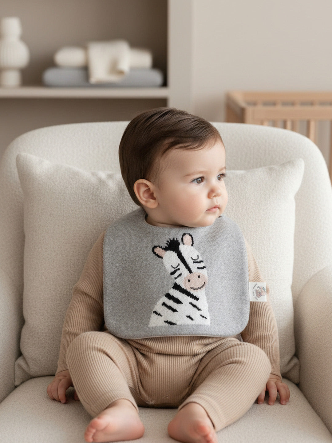 Baby Bib - Zebra Knitted