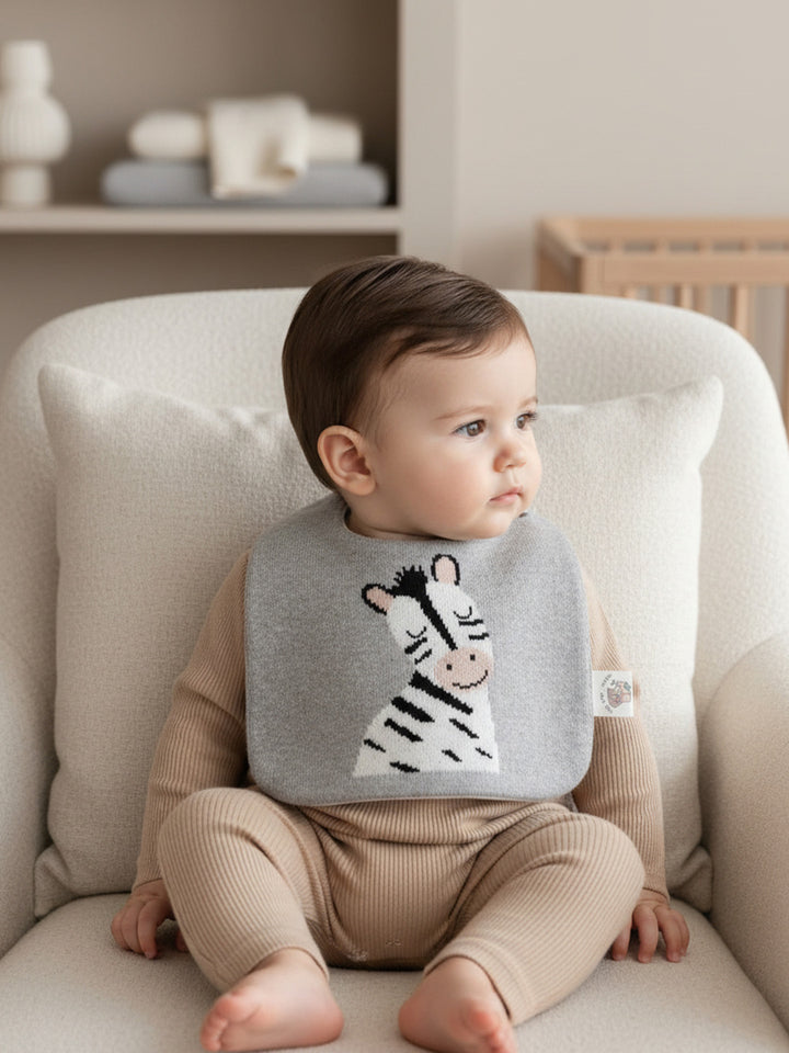 Baby Bib - Zebra Knitted
