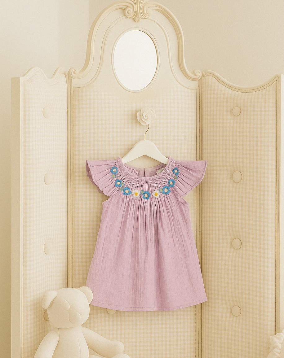 Lavender Floral Dress & Ruffle Bloomer