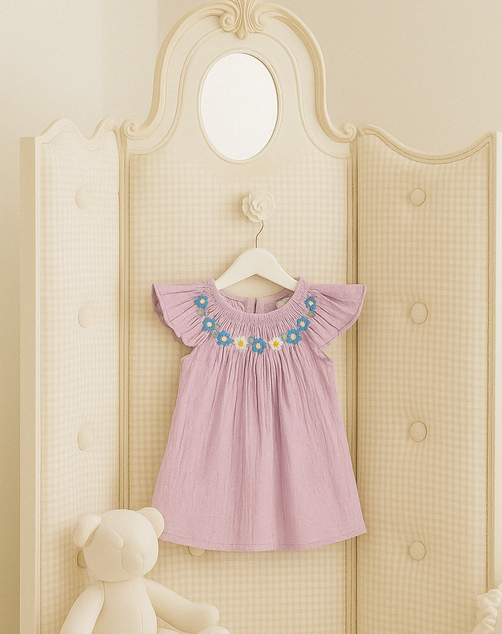 Lavender Floral Dress & Ruffle Bloomer