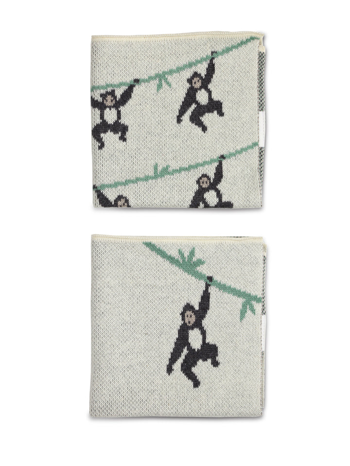 Adorable monkey knitted napkin set made from soft and hypoallergenic cotton for your baby
