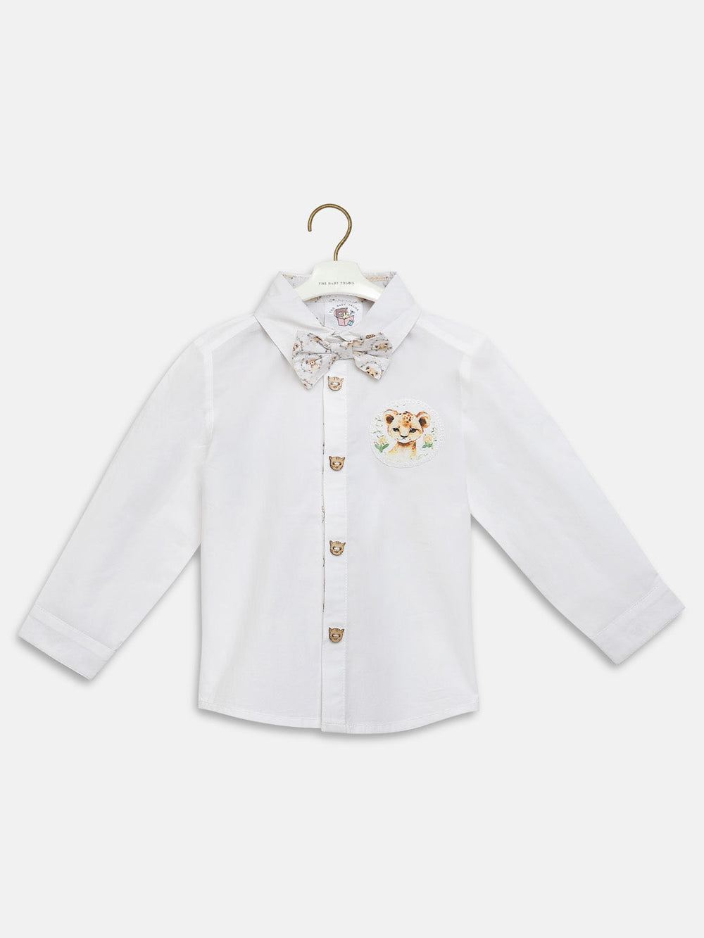 Classic Cotton Shirt Button-down Shirt with a Little Leo Bow