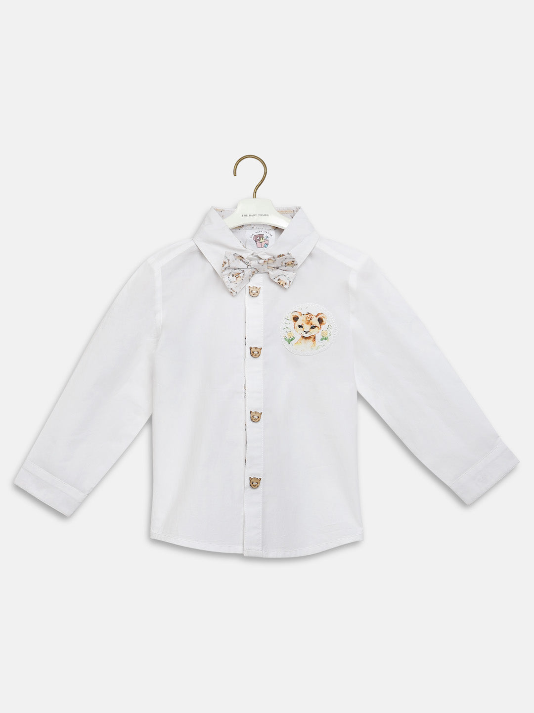 Classic Cotton Shirt Button-down Shirt with a Little Leo Bow