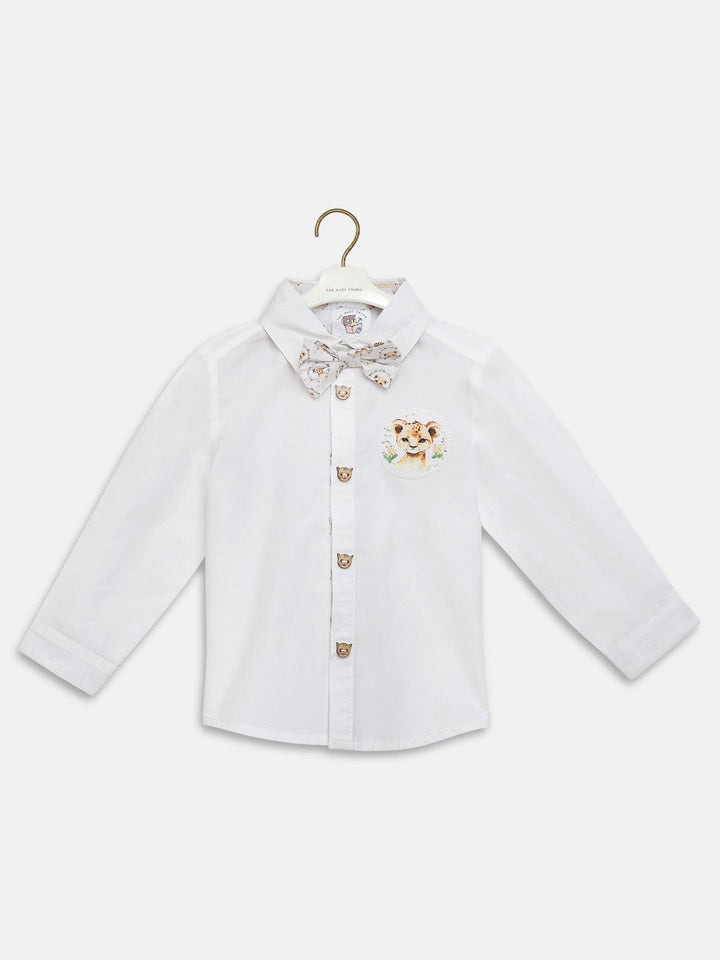 Classic Cotton Shirt Button-down Shirt with a Little Leo Bow